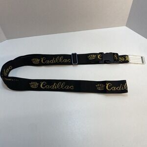 Cadillac Luggage Adjustable Strap Woven Logo Black Gold Buckle Approx‎ 70"